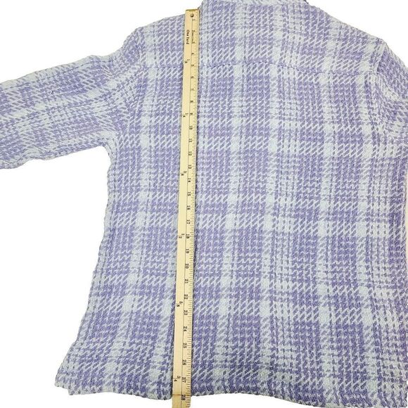 NEW Urban Outfitters Shacket S Purple Blue Woven Knit Oversized Button-Front Top - Picture 12 of 13